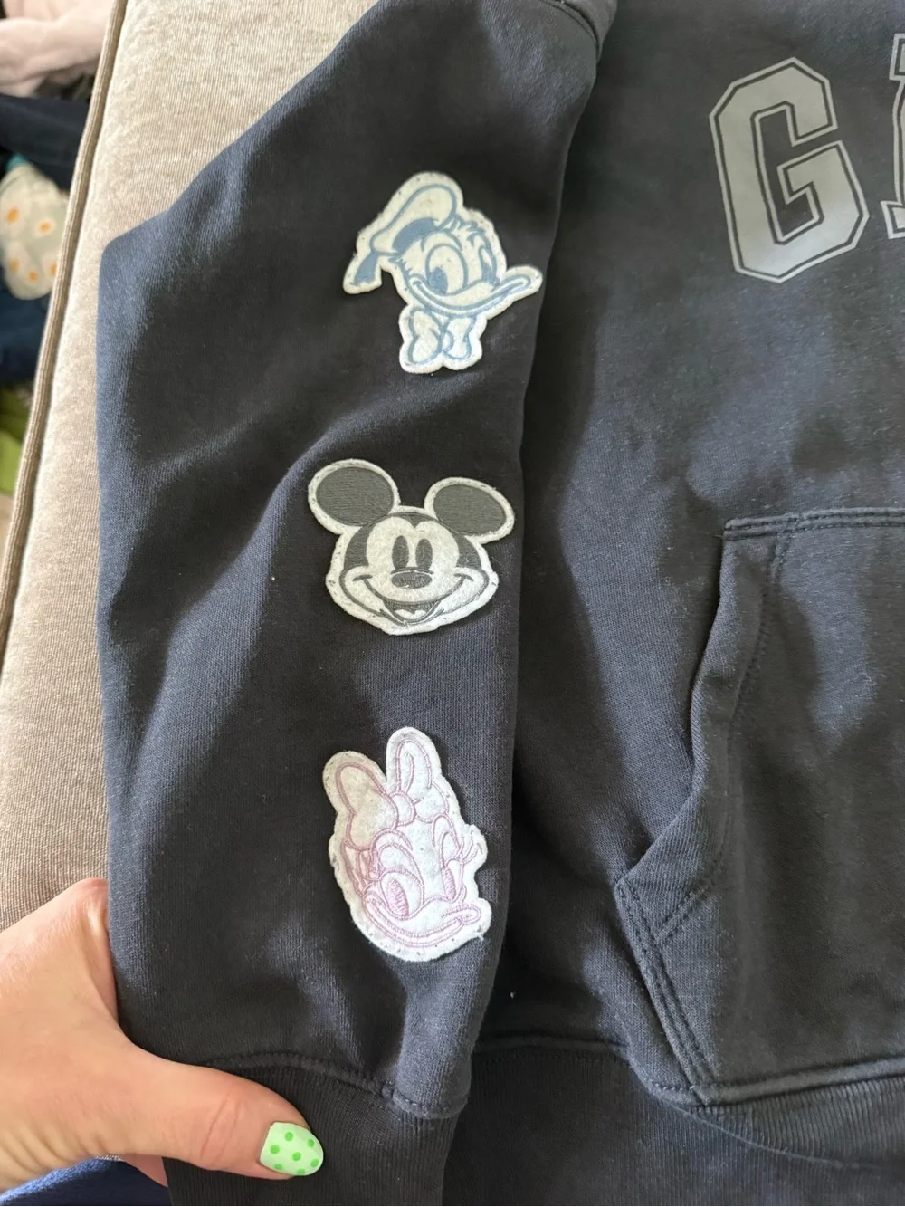 GAP Black Hoodie with Colorful Disney Patch Details